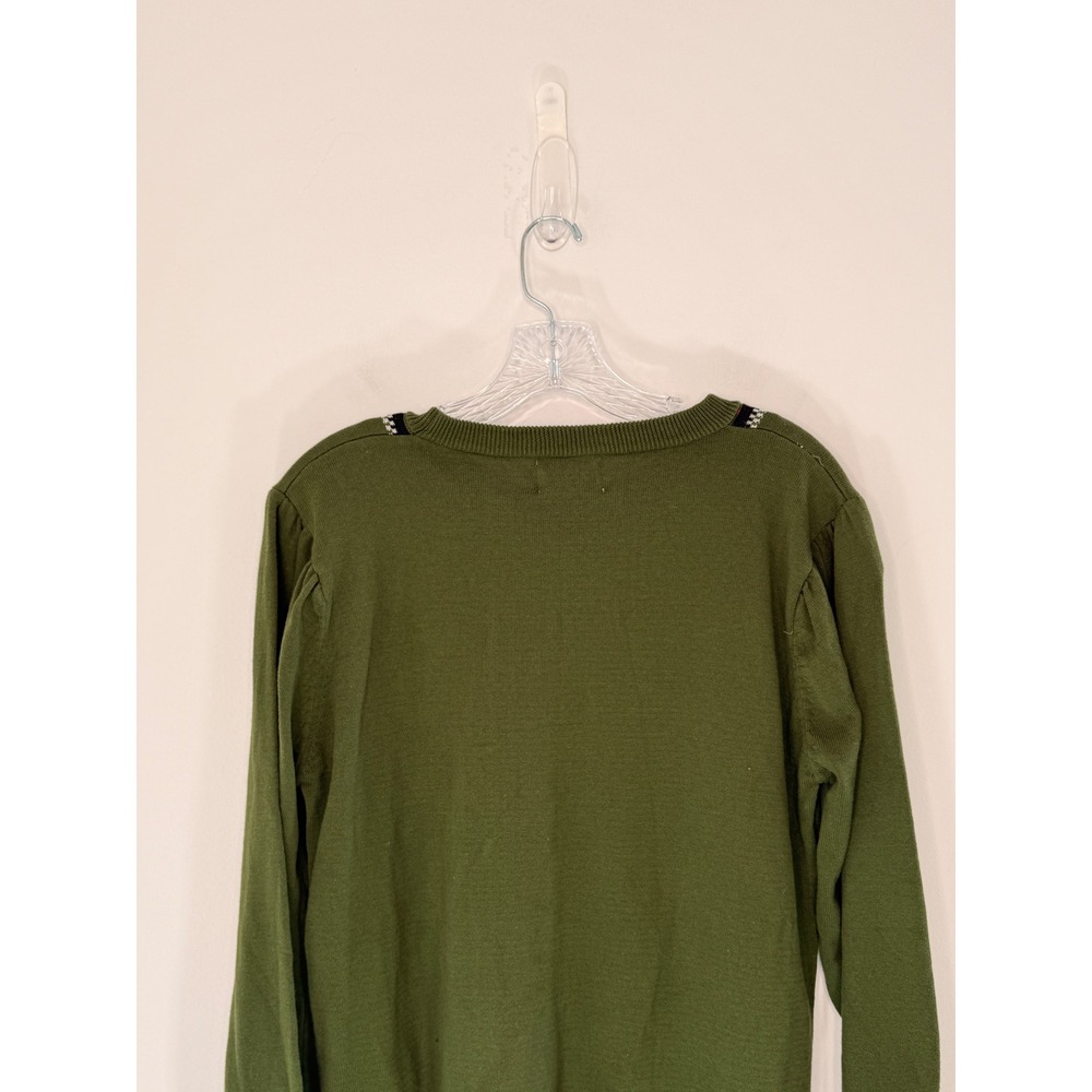 OXKNIT Halloween Sweater Women's Green Black Cat Floral Bat Knit Crewneck Large - Picture 8 of 12